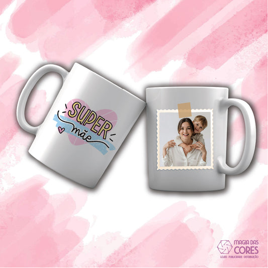 Caneca "Super Mãe Coração"
