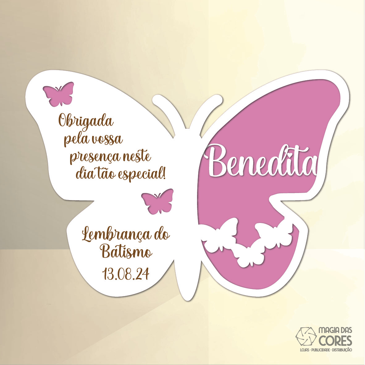 Íman - Borboleta Fundo Rosa