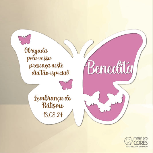 Íman - Borboleta Fundo Rosa