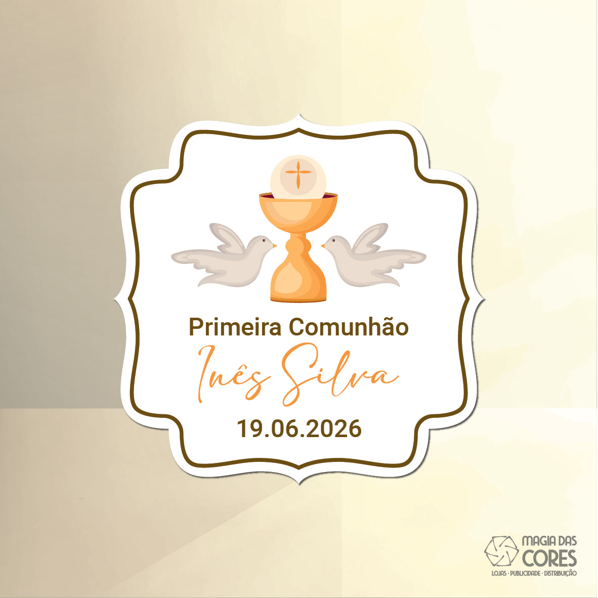 Íman Primeira Comunhão - Cálice, Pombas