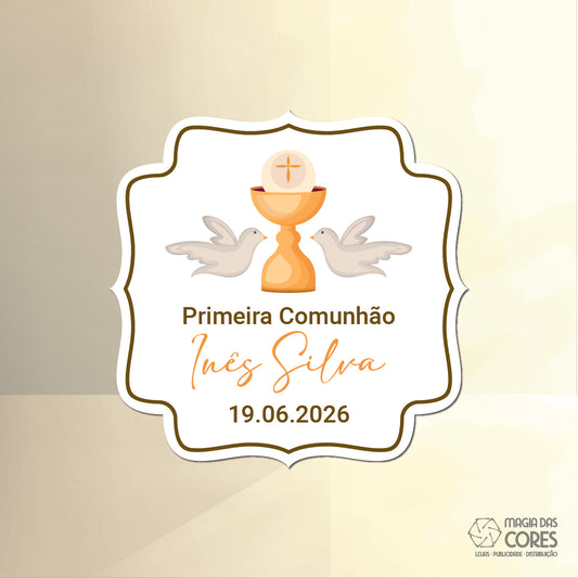 Íman Primeira Comunhão - Cálice, Pombas