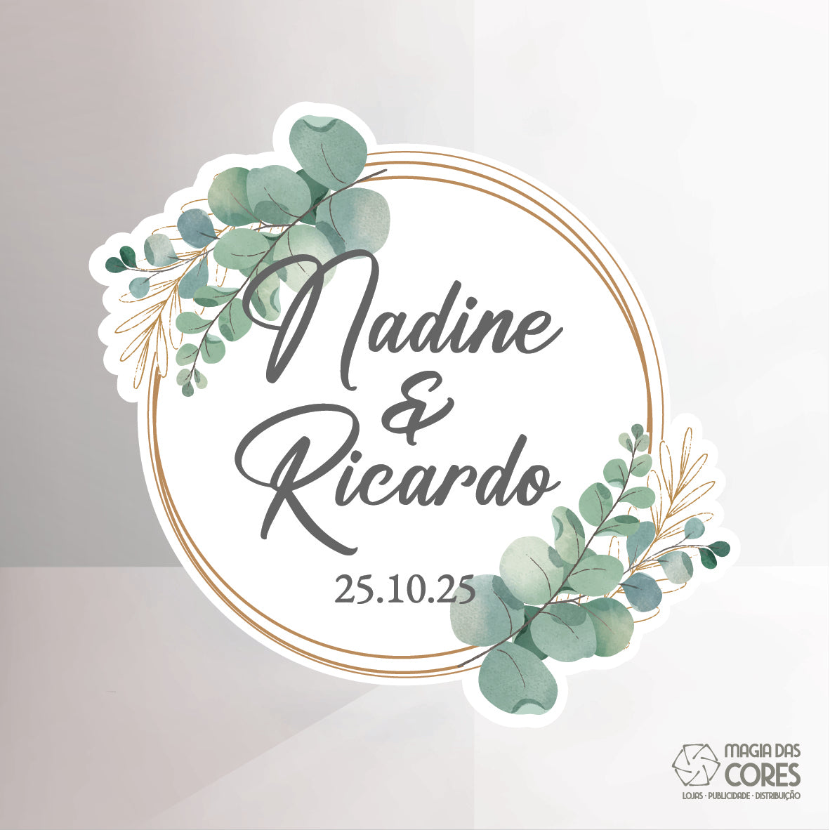 Íman - Flores Verde/Dourado