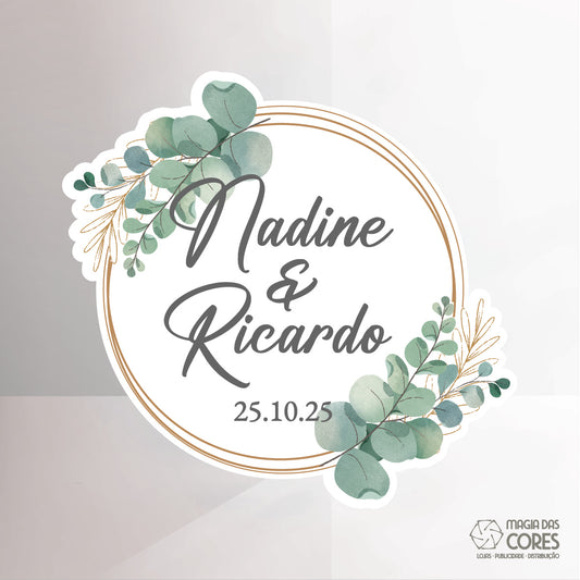 Íman Casamento - Flores Verde/Dourado