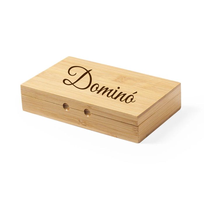 Dominó com Caixa de Bamboo Personalizável