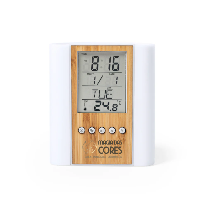 Porta-Lápis com Relógio Personalizável