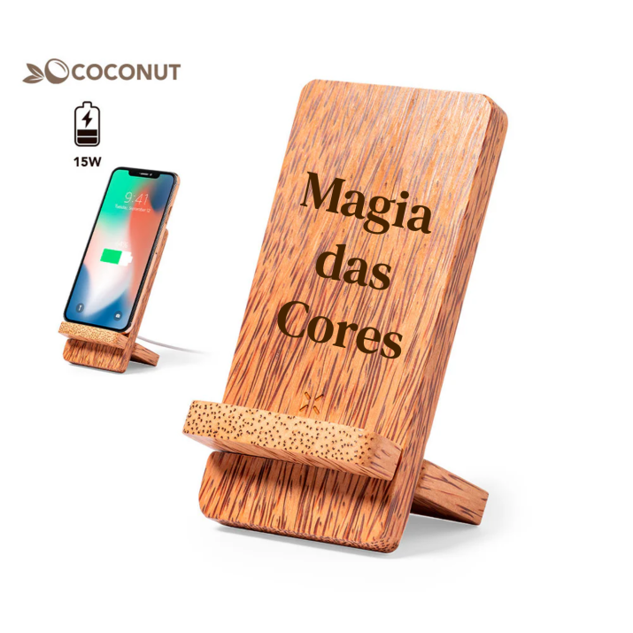 Carregador Wireless em Côco Personalizável