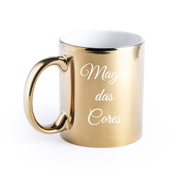 Caneca Dourada/Prateada Personalizável